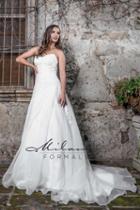 Milano Formals - Aa9328 Embellished Sweetheart Organza Wedding Gown