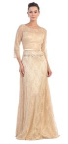 Elegant 3/4 Sleeve Laced Bateau Neck A-line Dress