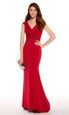Alyce Paris - 27266 Cap Sleeve Surplice Fitted Jersey Formal Gown