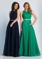 Dave & Johnny - 10001w Two-piece Scalloped Sheer Lace Dress