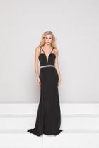 Glow By Colors - G782 Plunging Sweetheart Jeweled Waist Sheath Gown