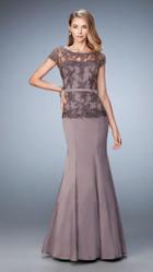 La Femme - 21706 Illusion Lace Applique Trumpet Gown