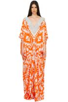 Caffe Swimwear - Long V-neck Kaftan Dress In Orange