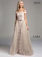 Lara Dresses - Embellished Off The Shoulder Neck Long A-line Gown 33213