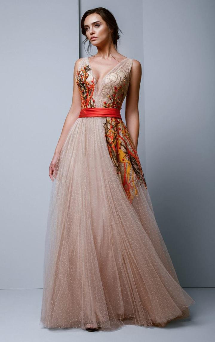 Beside Couture By Gemy - Bc1317 Embroidered Ruched A-line Evening Gown