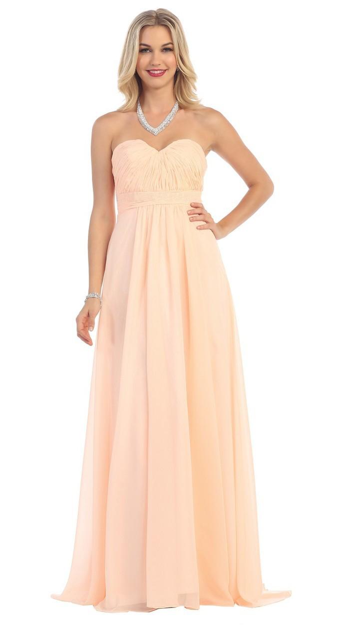 May Queen - Sleek Strapless Ruched Sweetheart Chiffon A-line Dress Mq1257