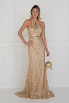 Elizabeth K - Gl1547 Glitter High Halter Tulle Sheath Dress