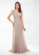 Montage By Mon Cheri - 118977 Queen Anne Ruched Empire Chiffon Gown