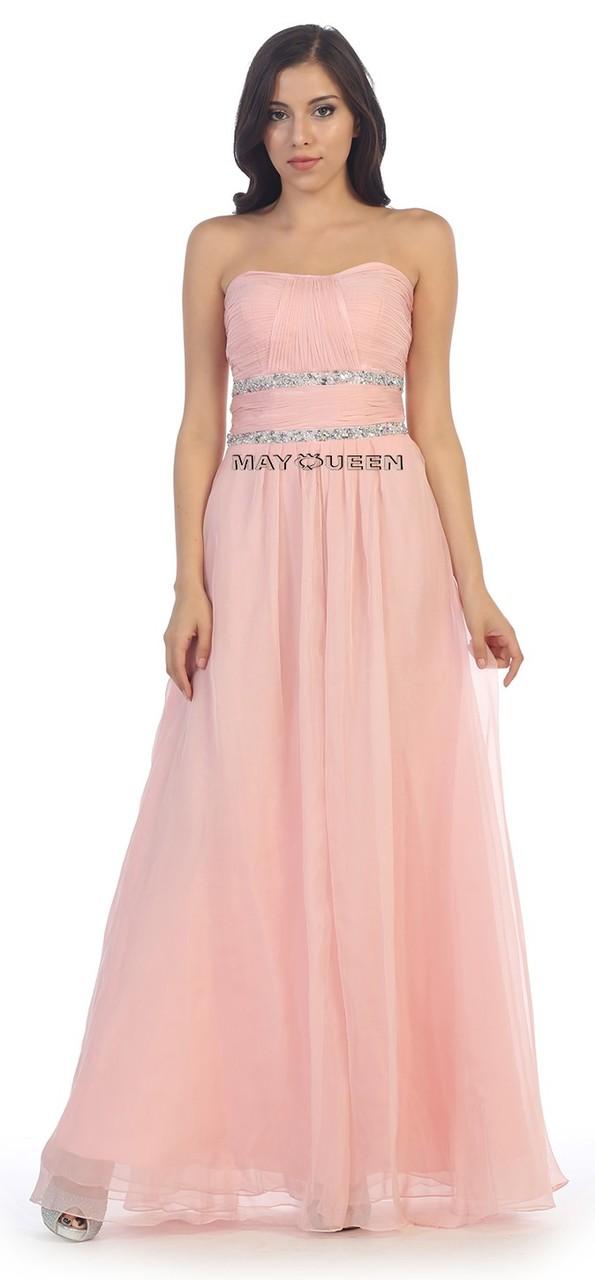 Shirred Sweetheart A-line Long Dress