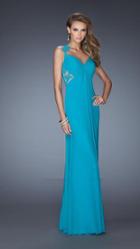 La Femme - Draped Floral Applique Sweetheart Empire Gown 19993