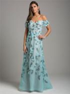 Lara Dresses - 29951 Floral Applique Off-shoulder A-line Gown