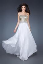 La Femme - 18556 Glossy Strapless Straight Across Neckline Gown