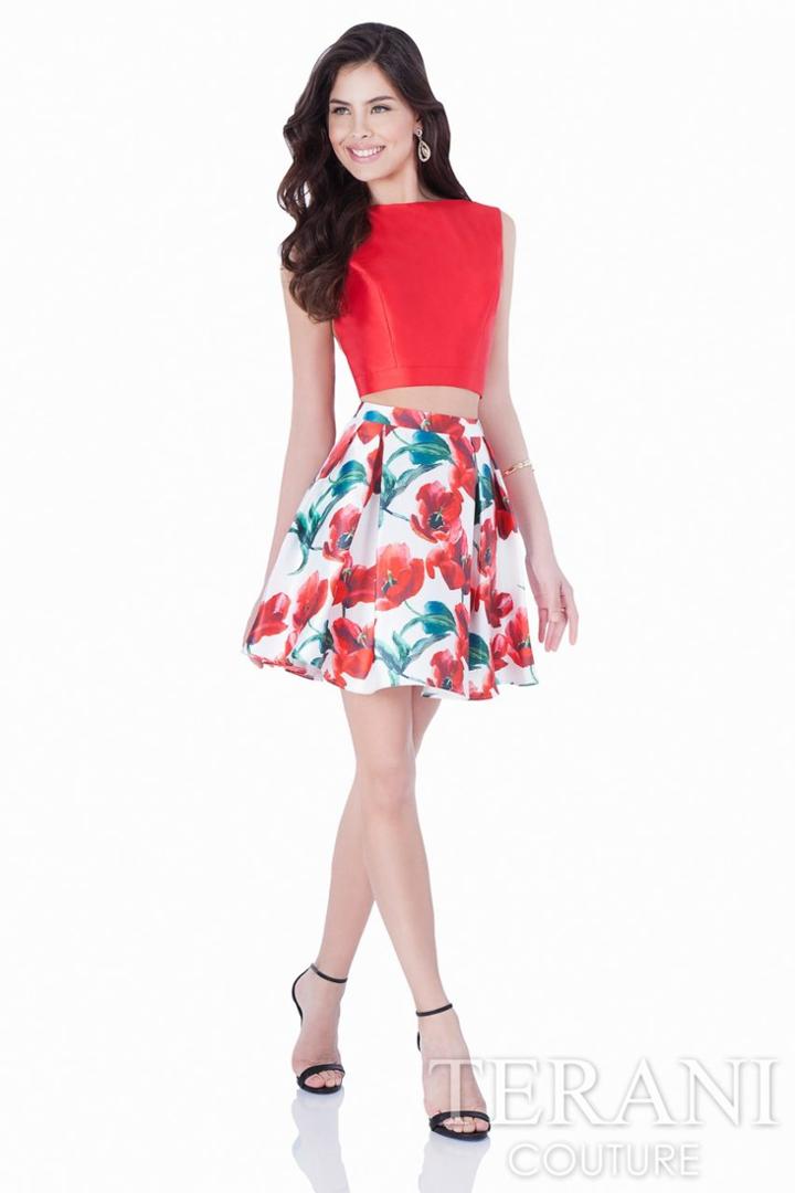 Terani Evening - Glittering Floral Two-piece Dress 1625h1191