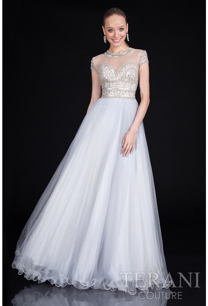 Terani Evening - Embellished Illusion Jewel Neck Ballgown 1615p1315b
