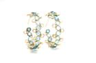 Tresor Collection - Rainbow Moonstone And Sky Blue Topaz Large Hoops Earrings In 18k Yellow Gold