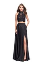 La Femme - 25263 Two-piece High Halter Lace Up Bodice A-line Gown
