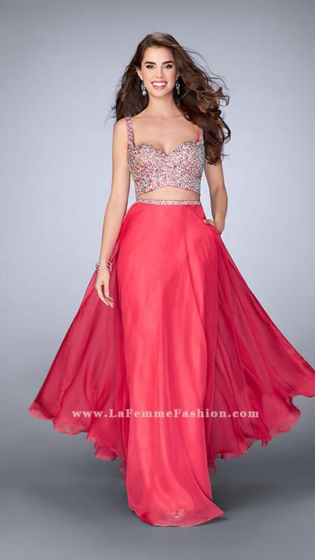 La Femme - Two-piece Crystal Sweetheart Crisscross Long Evening Gown 23966