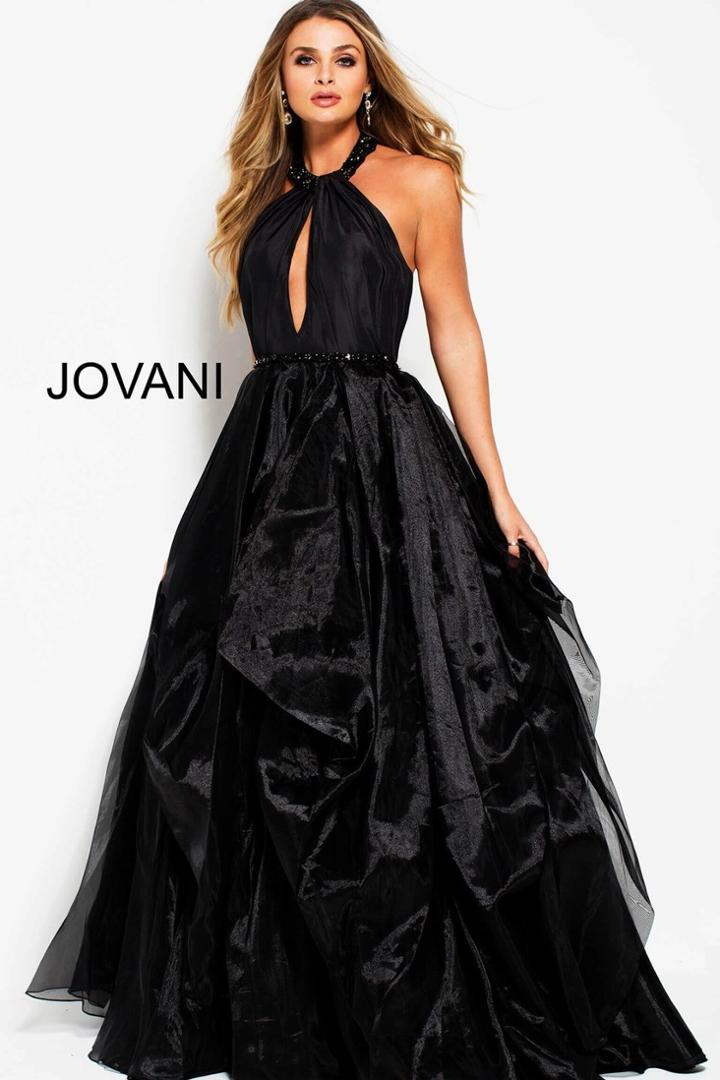 Jovani - 54524 Ruched Halter Open Back Ballgown