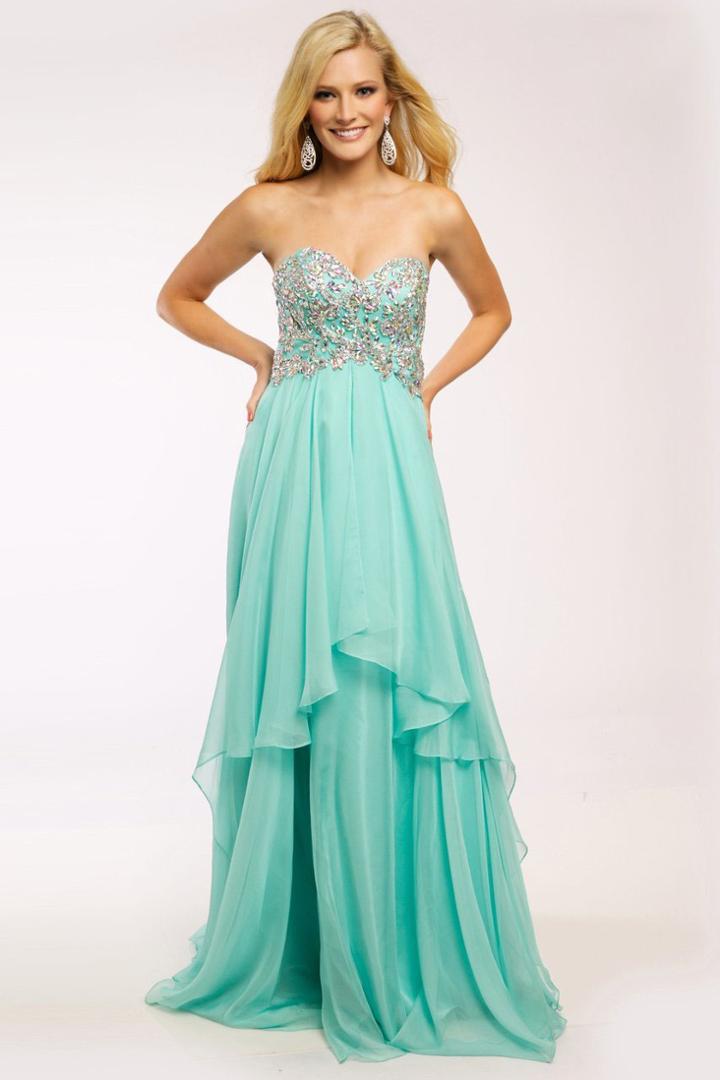 Jovani - Jvn93709 Strapless Jewel Inlaid Chiffon Gown