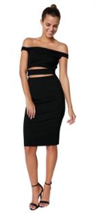 Off Shoulder Strap Dress 4 / Black