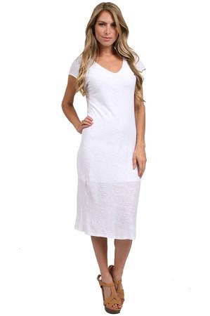 Krisa V Midi Dress In White