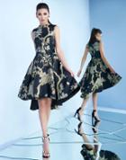 Ieena Duggal - 25721i Sleeveless Printed Jewel High Low Dress