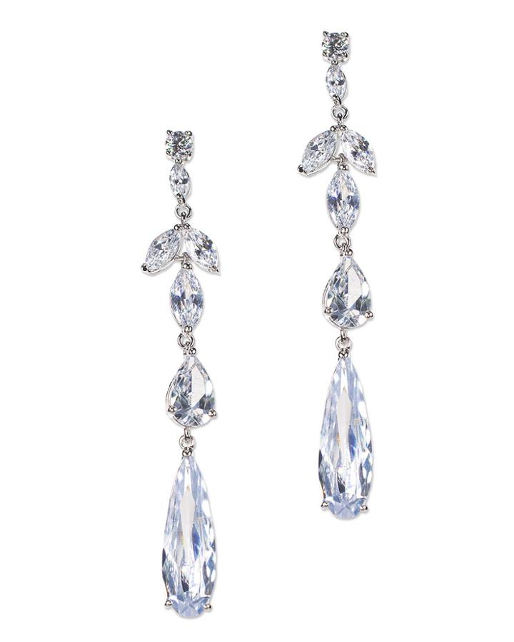 Cz By Kenneth Jay Lane - Vertical Multi Drop Pierced Earring