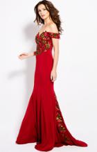 Jovani - 59695 Floral Embroidered Sweetheart Off-shoulder Prom Dress