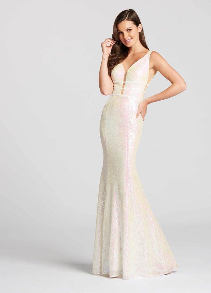 Ellie Wilde - Ew118096 Sleeveless Plunging Sequined Mermaid Gown