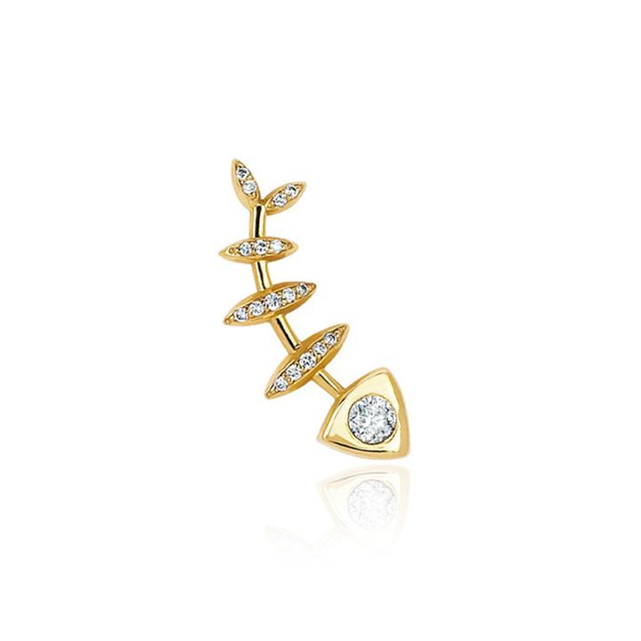 Logan Hollowell - Single Pave Diamond Fishbone Ear Cuff
