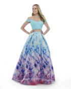Morrell Maxie - 15836 Two-piece Off-shoulder Printed Ballgown