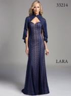 Lara Dresses - Beaded Strapless Sweetheart Long Gown With Cape 33214