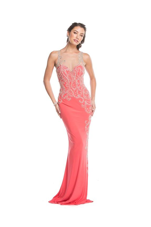 Aspeed - L1647 Dazzling Illusion Halter Sheath Prom Dress