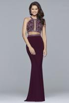 Faviana - 10019 Two-piece Halter Embellished Jersey Dress