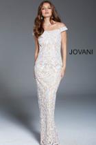 Jovani - 46775 Embellished Lace Off-shoulder Sheath Dress