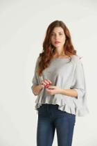 Minnie Rose - Ruffled Cashmere Crop Crew - 18162