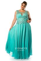 Sydney's Closet - Sc7149 Plus Size Dress In Aquamarine