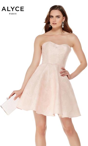 Alyce Paris - 3784 Jacquard Semi-sweetheart A-line Cocktail Dress