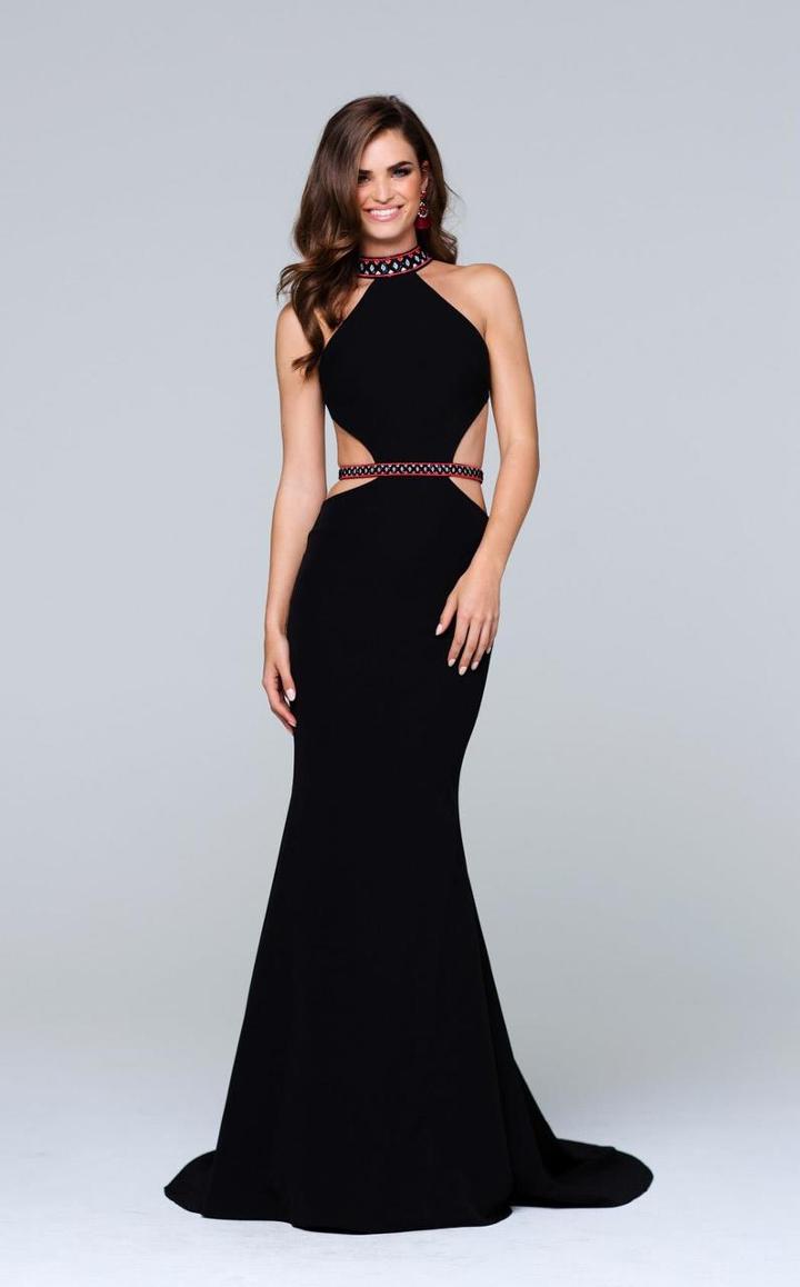 Tarik Ediz - Ornate Halter Neck Long Dress 50115