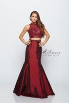 Milano Formals - Sleeveless Bead Embellished Bodice Two-piece Fit And Flare Long Dress E2021