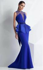 Mnm Couture - Royal Deep V Illusion Evening Dress G0787