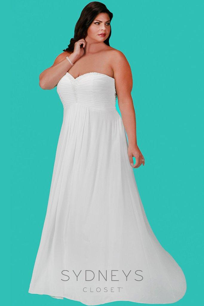 Sydney's Closet - Bead Embellished Sweetheart Chiffon A-line Dress Sc5202