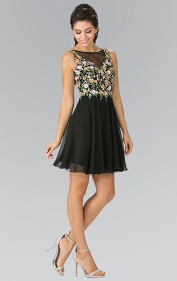 Elizabeth K - Floral Embellished Cocktail Dress Gs1429