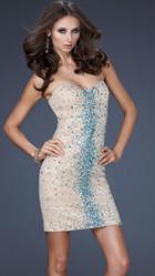 La Femme - Opalescent Sweetheart Sheath Cocktail Dress 17522