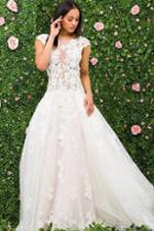 Jovani - Jb47704 Cap Sleeve Illusion Bodice Wedding Ballgown