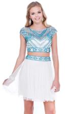 Shail K - Two Piece Bejeweled Cap Sleeve Bateau Neck Cocktail Dress 1104
