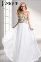 Janique - Beaded Strapless Sweetheart A-line Chiffon Gown W319