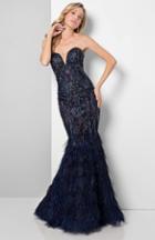 Terani Evening - Feather Fringed Mermaid Gown 1711gl3532