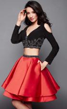 Clarisse - 3326 Long Sleeved Two-piece Cocktail Dress