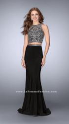 Gigi - Silver Embroidered Jewel Sheath Long Evening Gown 24403